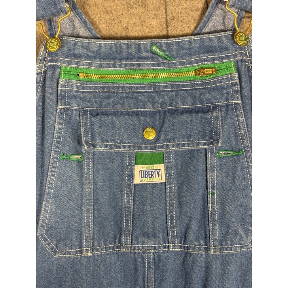 Liberty Overalls Mens 38x30 Blue Denim Bib Workwear Z400003 Medium Wash - Picture 2 of 9